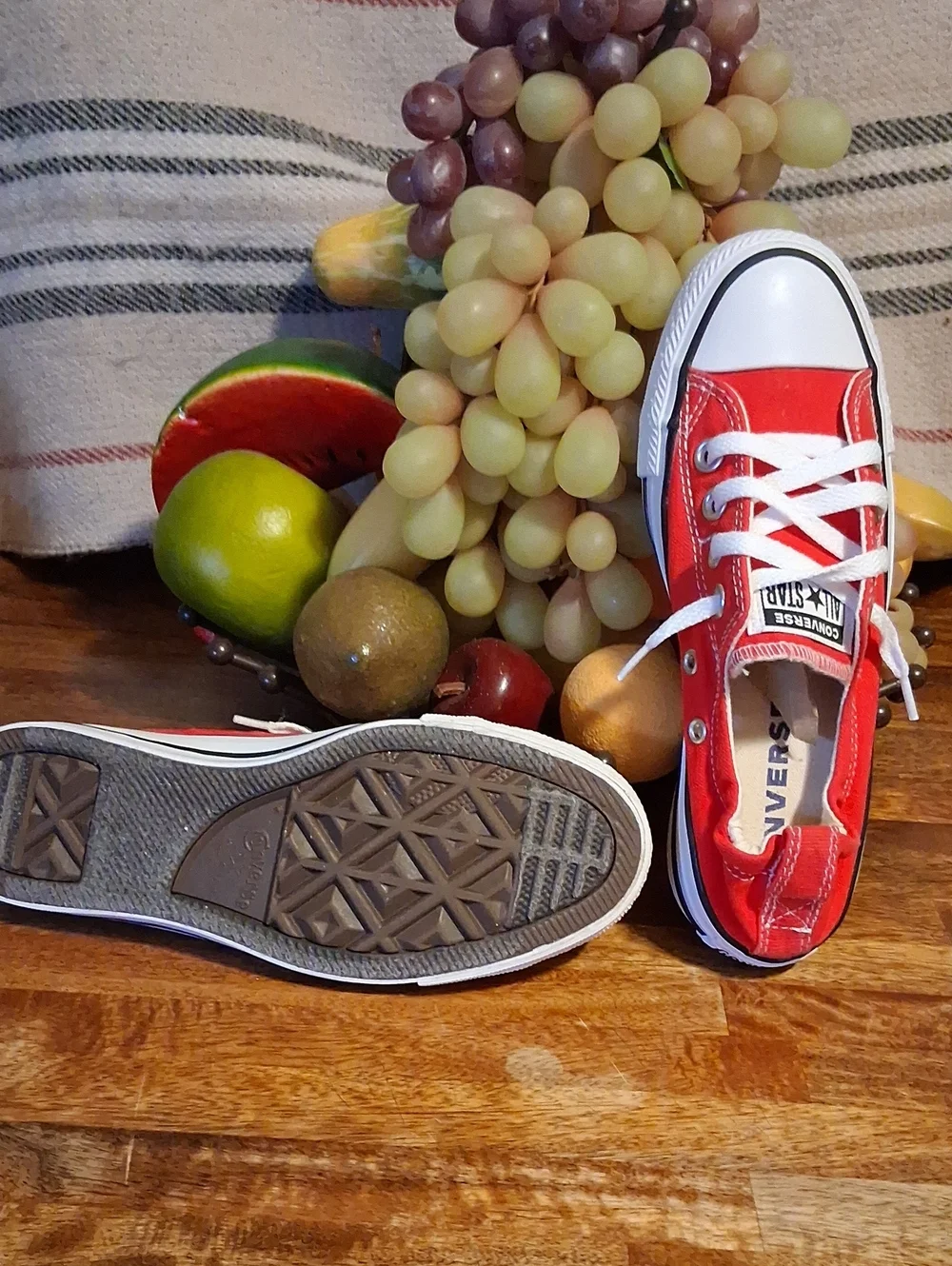 Converse Kids' Red Low Top Canvas Sneakers with White Accents